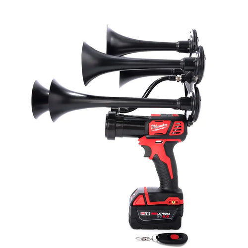Impact Train Air Horn Drill for Milwaukee M18 Batteries 5 trumpet Black with Remote Control
