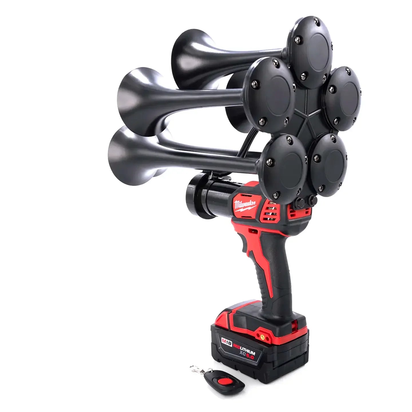 Impact Train Air Horn Drill for Milwaukee M18 Batteries 5 trumpet Black with Remote Control